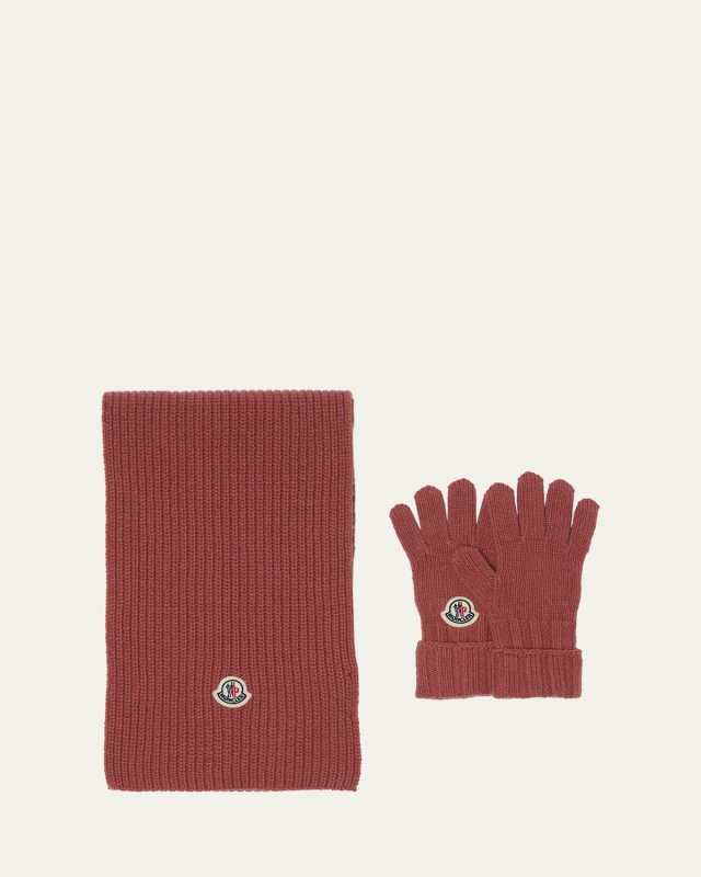 Girl's Virgin Wool Scarf & Gloves Set